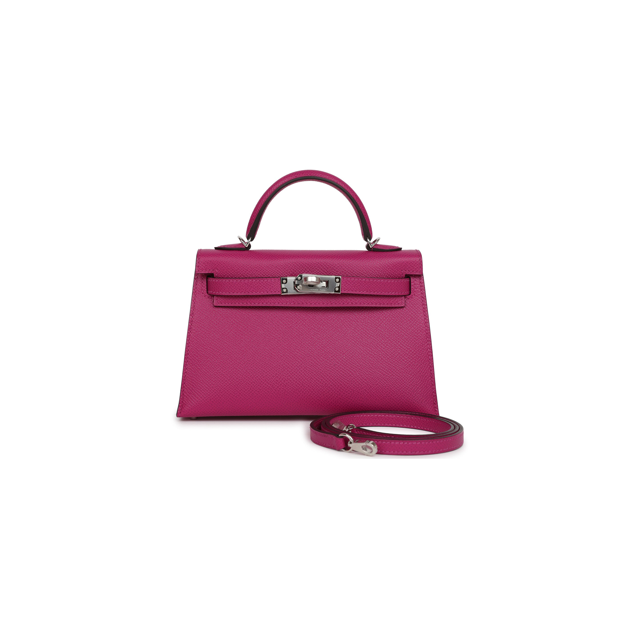 HERMÈS MASTER KELLY SELLIER 20 ROSE POURPRE VERSO EPSOM PALLADIUM HARDWARE (19*12*5.5cm)